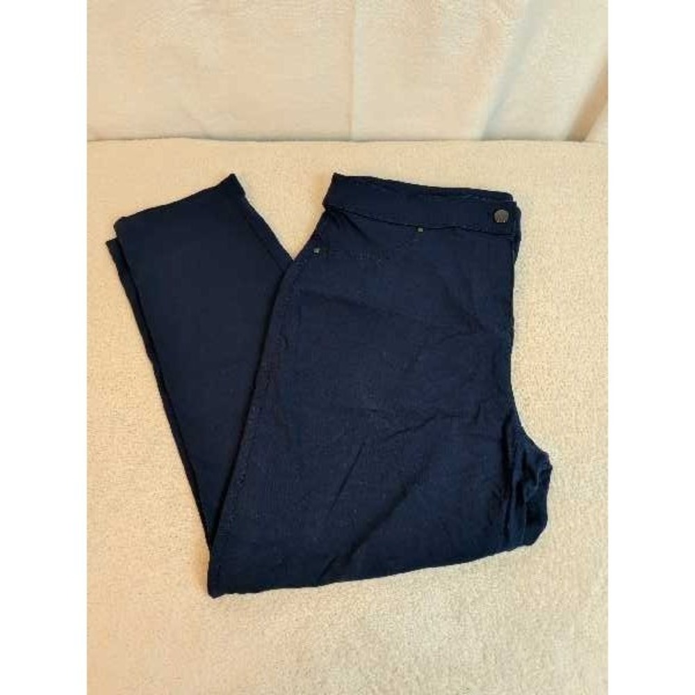 Chicos 2 Ankle Pants Navy Blue Stretchy Nylon Spandex Comfort Slim Fit C-4